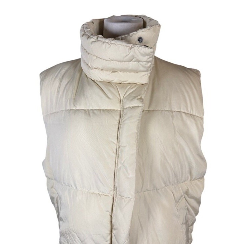 BDG Puffer Vest Womens Large Quilted Funnel Neck Cream Ivory Padded Sleeveless